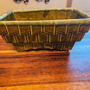 VINTAGE COOKSON POTTERY GREEN DRIP GLAZEGEOMETRIC PLANTER FLOWER POT